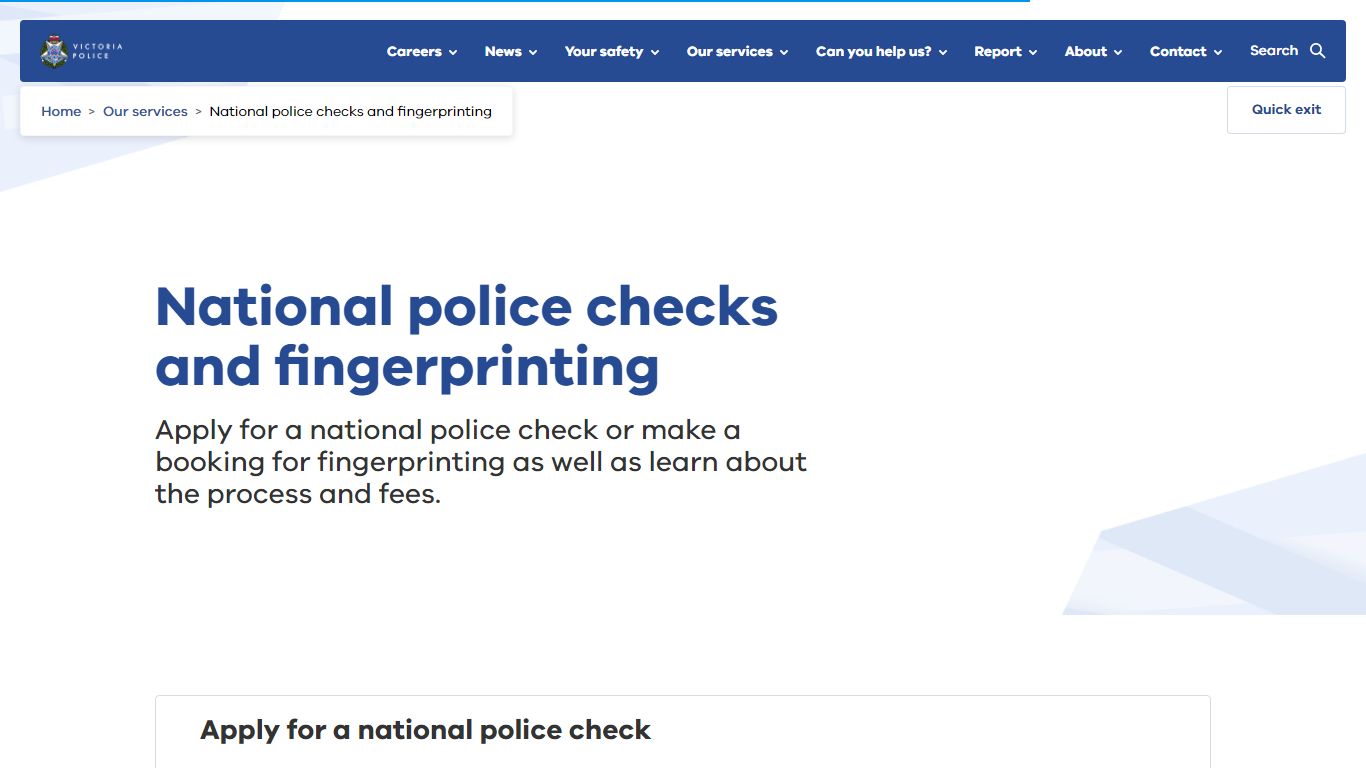 National police checks and fingerprinting - Victoria Police
