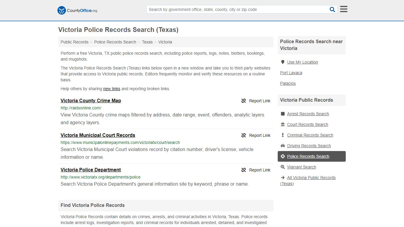 Victoria Police Records Search (Texas) - County Office