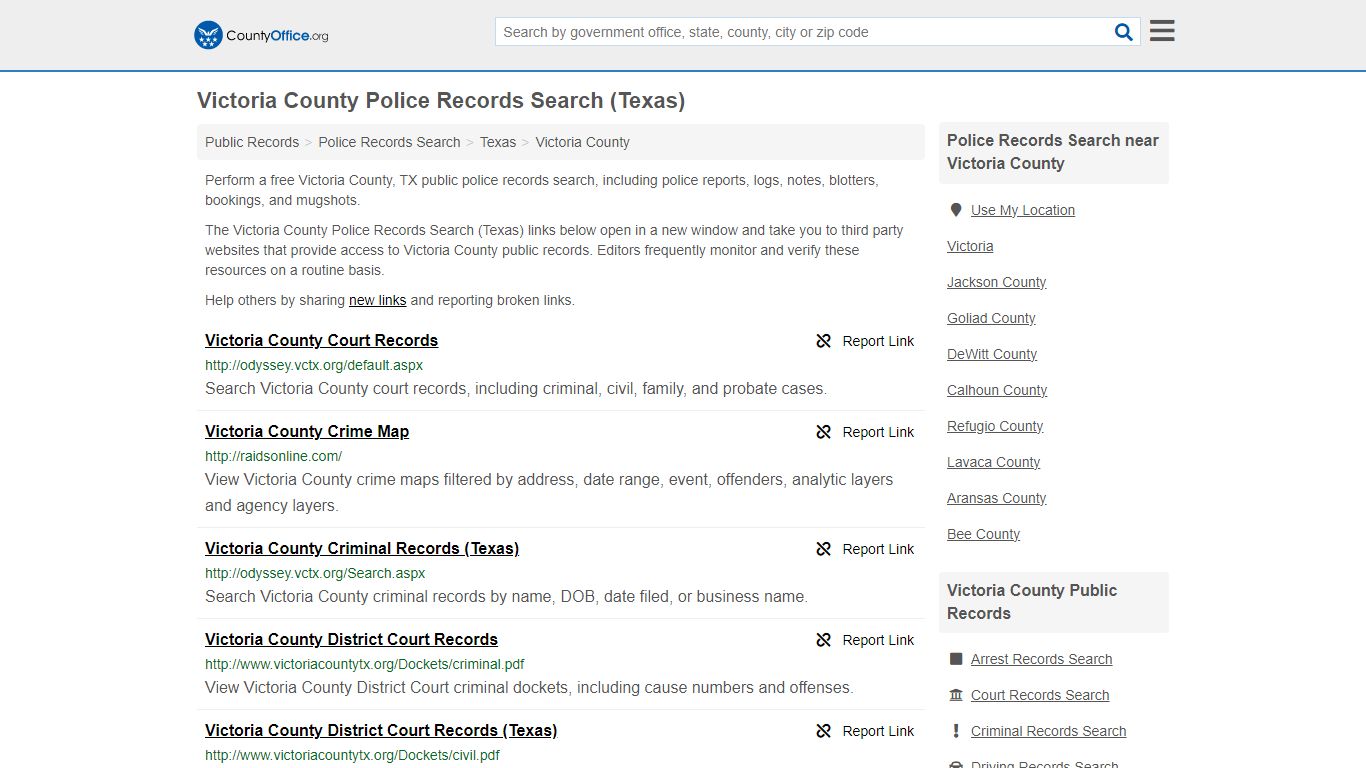 Victoria County Police Records Search (Texas) - County Office